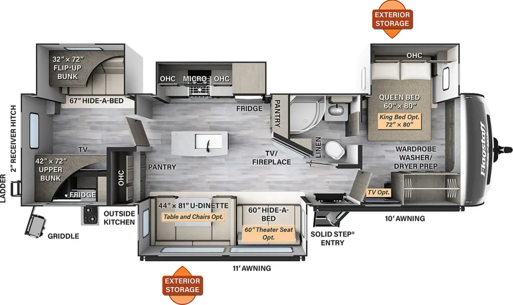 Floorplan of RV model 832BWS