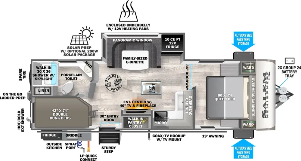 Floorplan of RV model 23BHHL