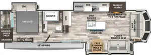 Floorplan of RV model 40CCK