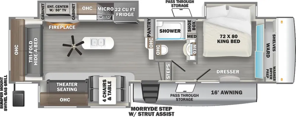 Floorplan of RV model 321RL