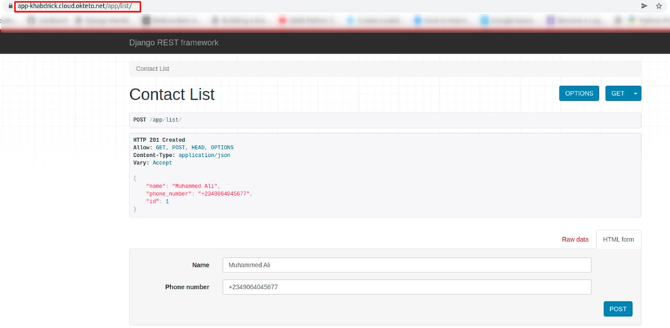 Seeing your changes live at the endpoint provided by Okteto