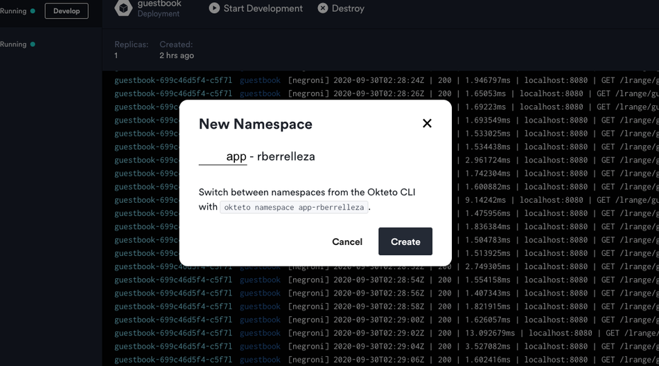 Add a Namespace Dialog