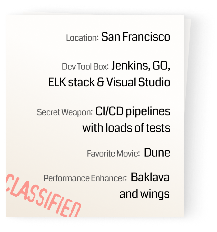 Clement Chang's folder with classified informations around location, dev tool box, favorite movie, etc