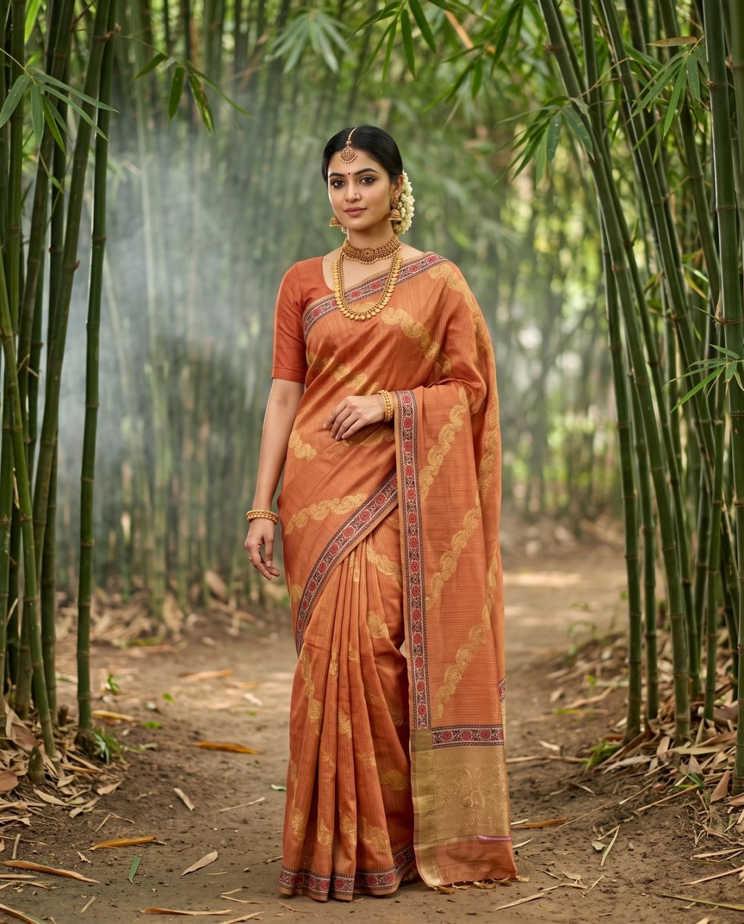 Burnt Orange Ethnic Serenity Saree