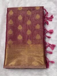 Magenta Zari Tissue Golden Butta Fancy
