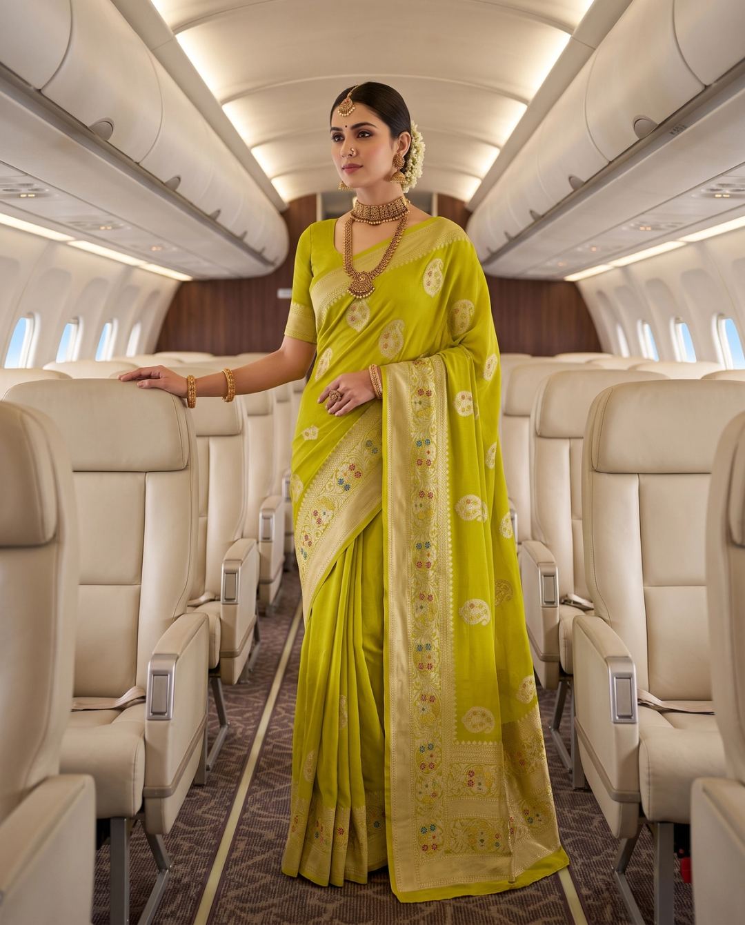 Golden Yellow Ethnic Splendor Saree