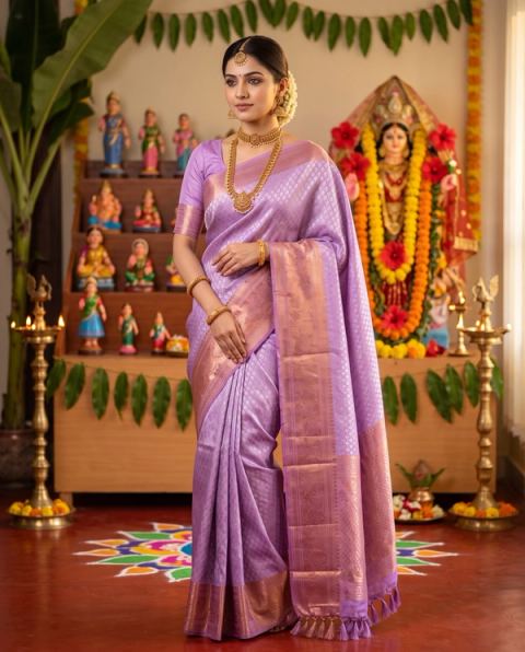 Lavender Zari Silk Festive Radiance