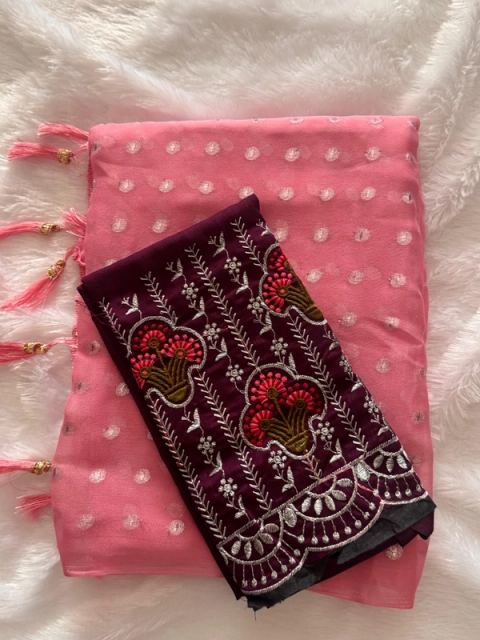 ALL OVER ZARI BUTTA SIMMER QUALITY WITH BLOUSE WORK