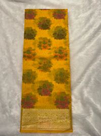 Golden Yellow Floral Silk Splendor