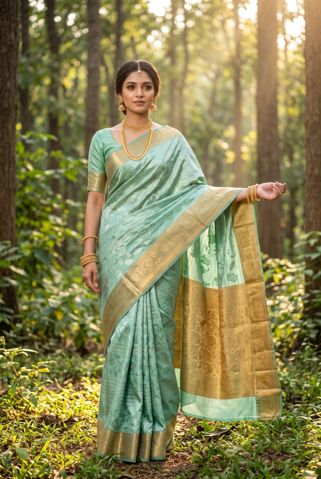 Slate Blue Zari Heritage Elegance