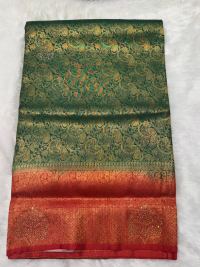 Olive Green Orange Zari Ethnic Grace