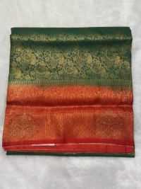 Olive Green Orange Zari Ethnic Grace