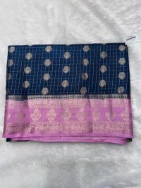 Teal Blue Pink Zari Splendor Banarasi Saree