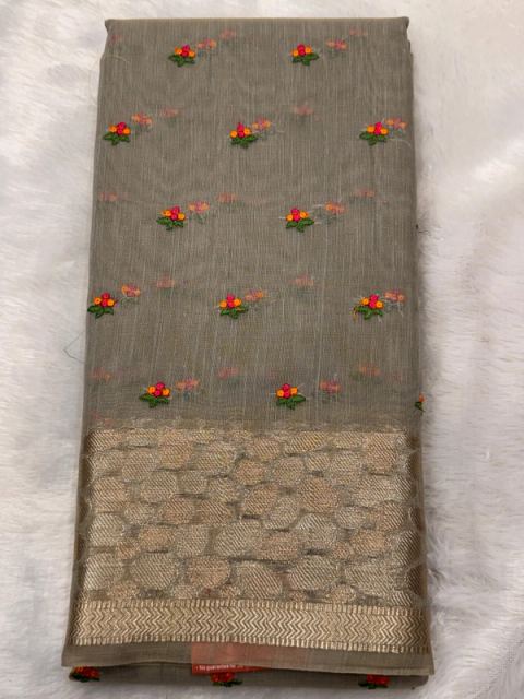 BANARASI CHICKEN WORK LINEN FANCY BORDER