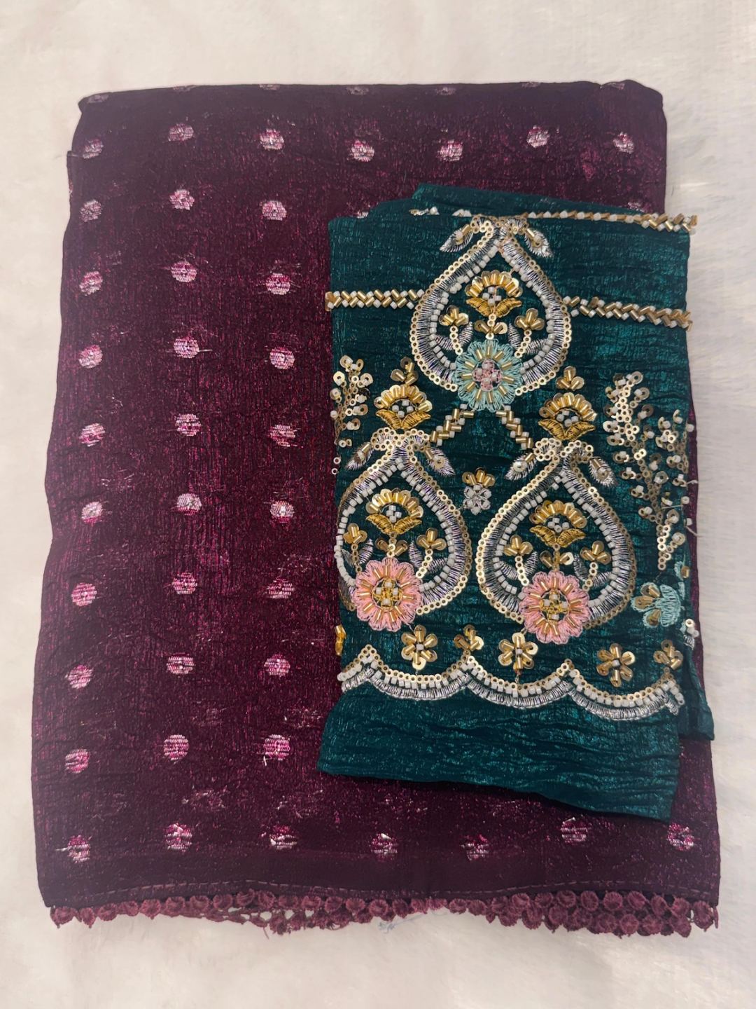 SPACE CRAPE ZARI BUTTA MAGGAM WORK BLOUSE