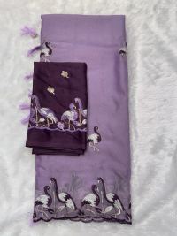 Lavender Embroidered Sravana Masam Saree
