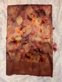 Deep Red Soft Silk Floral Design
