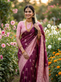 Deep Maroon Festive Flower Elegance