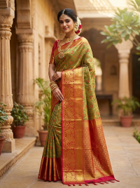 Kanjivaram Silk Saree with Zari Floral Weave