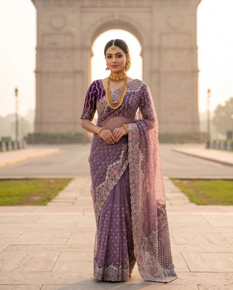 Purple Zari Bridal Radiance Saree