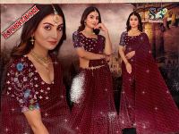 GLITTER WITH SPACE CRAPE & BLOUSE EMB WORK