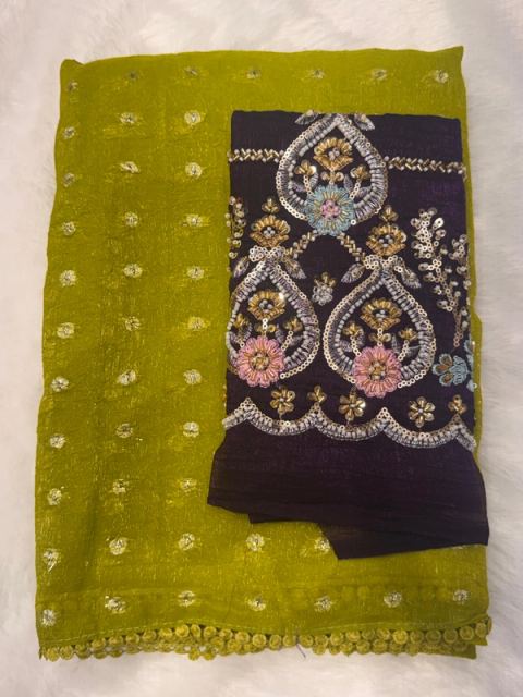 SPACE CRAPE ZARI BUTTA MAGGAM WORK BLOUSE