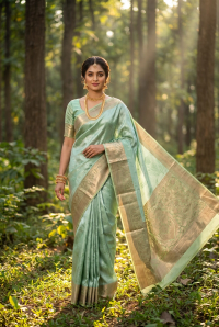 Slate Blue Zari Heritage Elegance