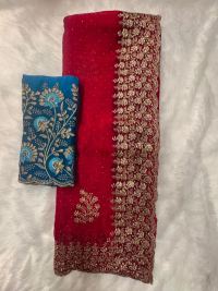 Deep Red Bridal Elegance Saree