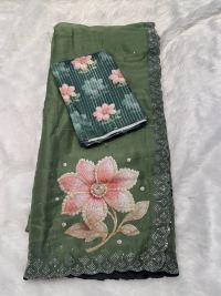 Sage Green Floral Allure Saree