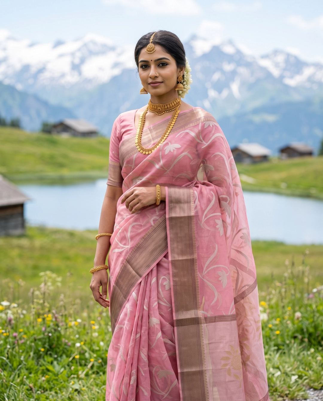 Pink Floral Mountain Serenity