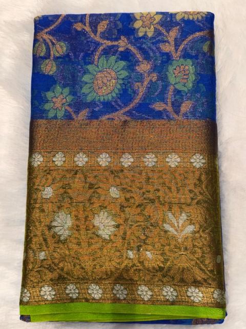 Royal Blue Heritage Silk Saree