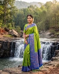 Lime Green Blue Zari Riverside Grace