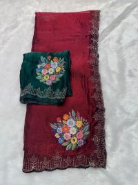 Space crape flower prints with glitter
