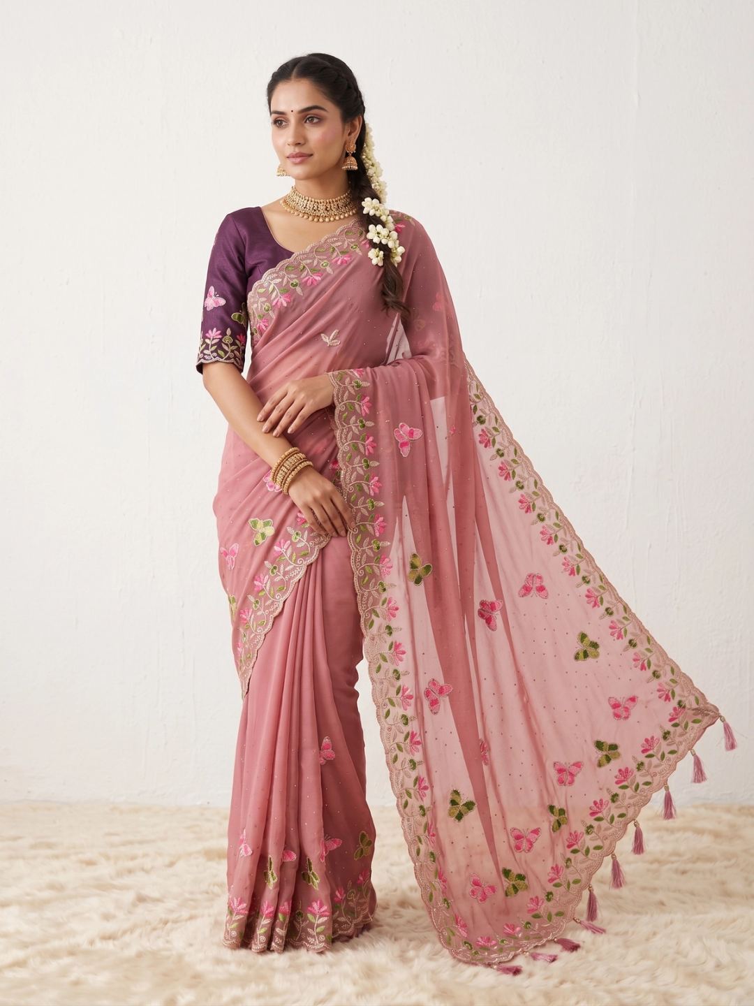 Slate Floral Festival Saree