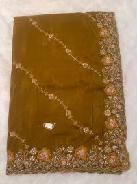 Golden Yellow Zari Fancy Border Saree