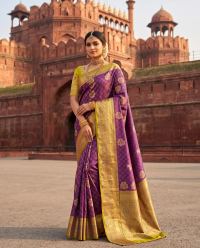 Purple Silk Zari Temple Radiance