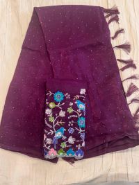 GLITTER WITH SPACE CRAPE & BLOUSE EMB WORK