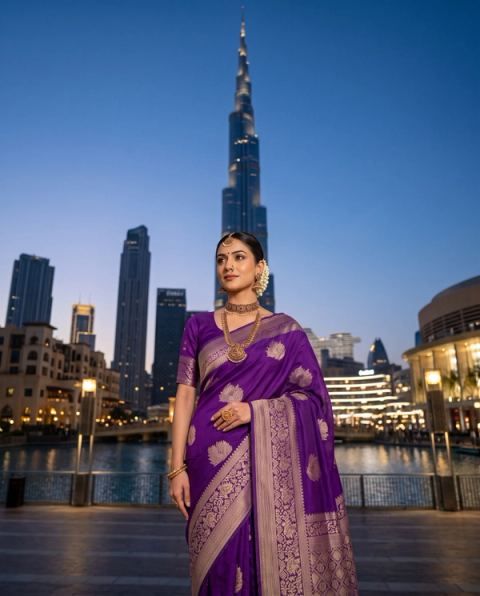 Purple Zari Silk Urban Elegance