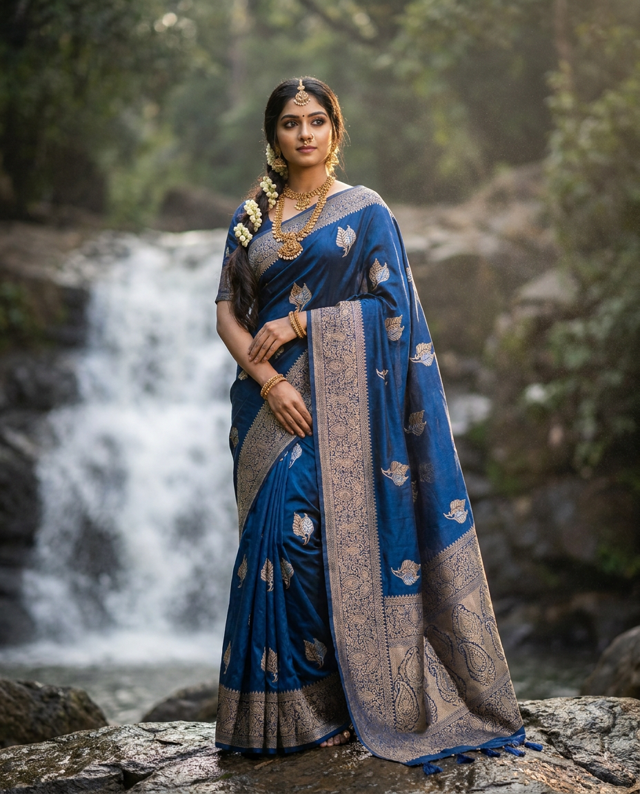 Purple Zari Silk Tanishq Saree