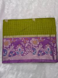 Lime Green Purple Sravanamasam Saree
