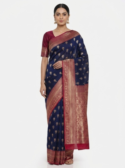Navy Zari Festive Elegance