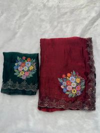 Space crape flower prints with glitter