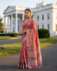 Rose Pink Zari Ethnic Glow