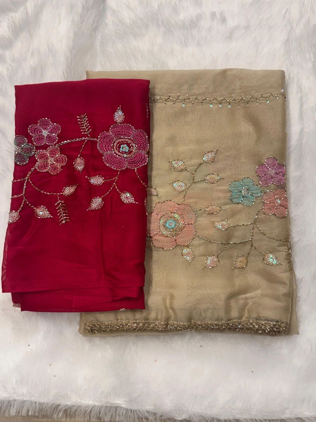SIMMER GEORGETTE WITH KHATHAN WORK