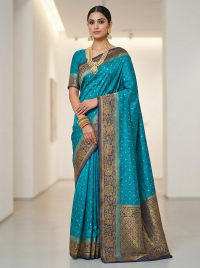 Deep Blue Pink Zari Elegance