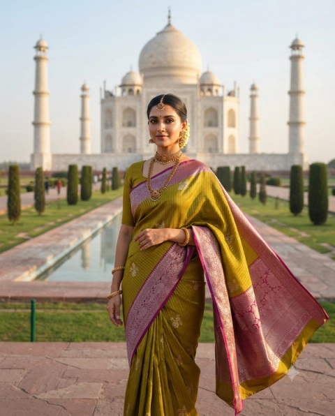 Golden Yellow Ethnic Radiance Saree