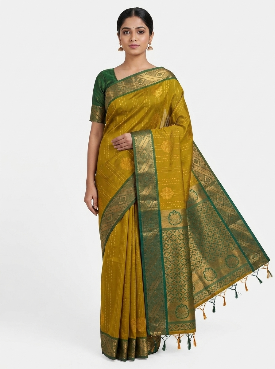 Uppada zari butta weaving