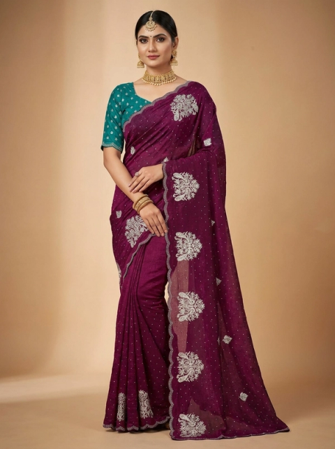 Burgundy Festive Elegance Saree