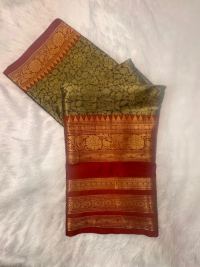 Golden Zari Festive Pattu Floral Saree