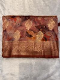 Deep Red Soft Silk Floral Design